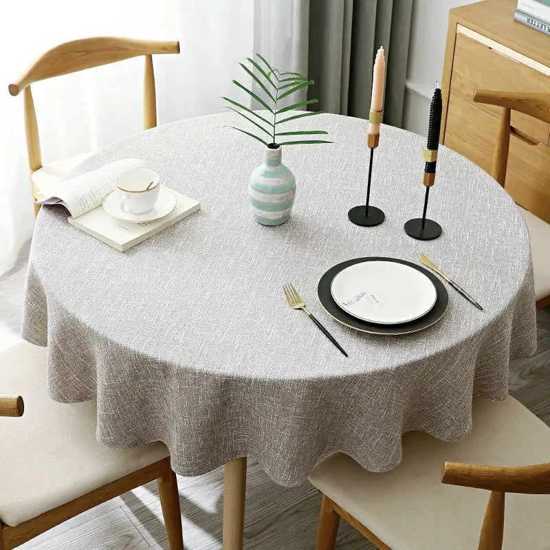 Plain Cotton and Linen Round Tablecloth Solid Color Table Cover For Table Cloth Dining Tea Home Obrus Tafelkleed mantel de mesa