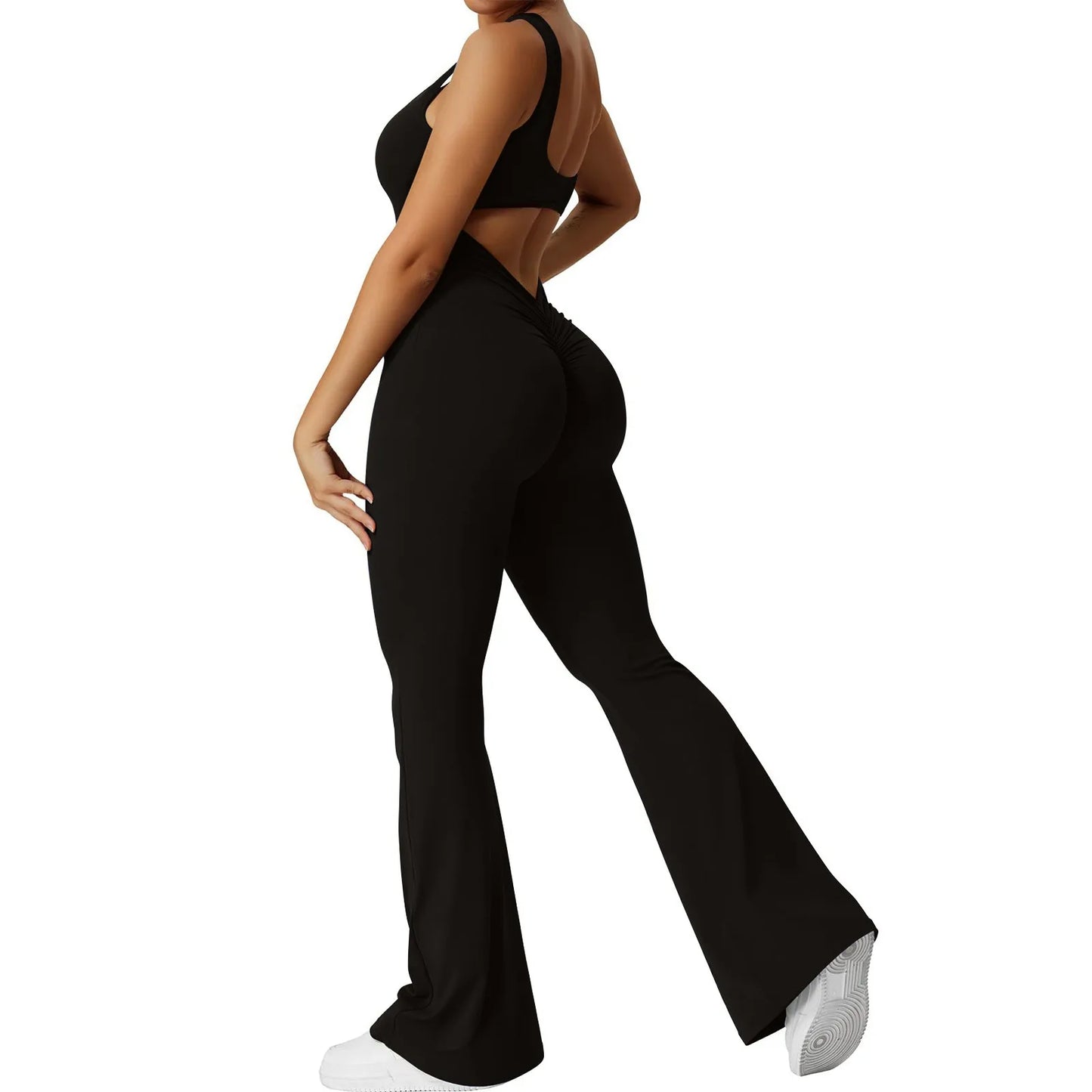 Women's Fashion Jumpsuit Solid Color Sexy Backless Tight Fitting Clothing Elastic Sports Sleeveless Jumpsuit комбинезон женский