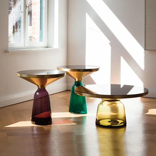 Nordic Designer Coffee Tables Round Glass Living Room Hospitality Side Table Transparent Unique Mesa De Centro Bedroom Furniture